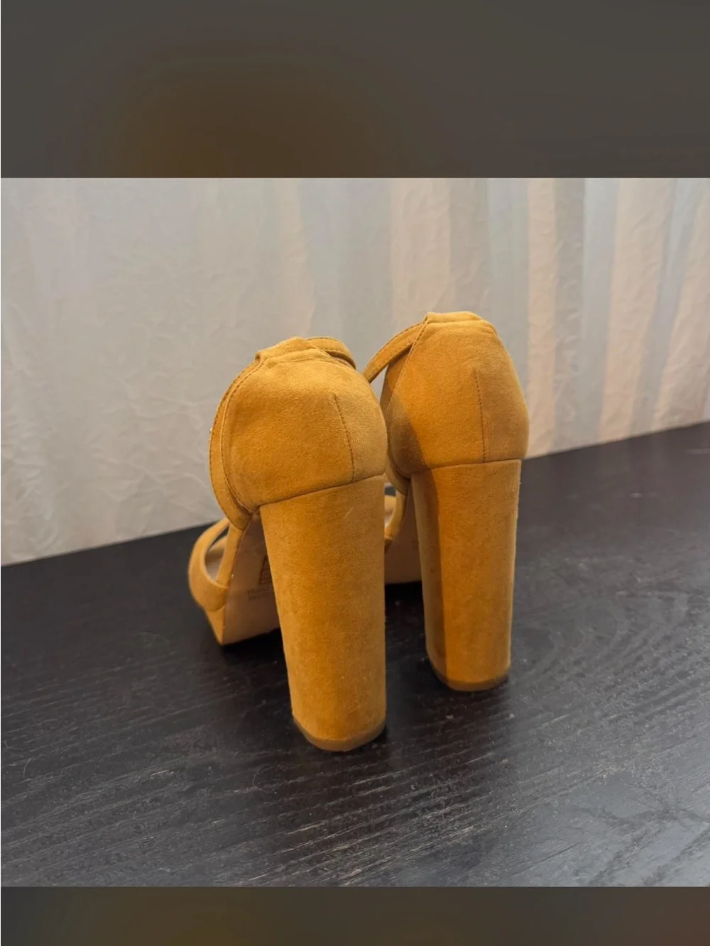 Forever 21 Mustard Suede Platform Block Heels